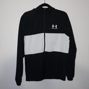 Under Armour Black Hooded Windbreaker Jacket – Athletic Zip Up (Men’s S)